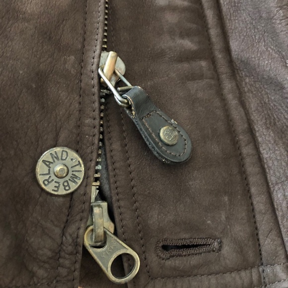 Men’s TIMBERLAND Classic Leather Jacket Waterproof Brown Large - Picture 9 of 11